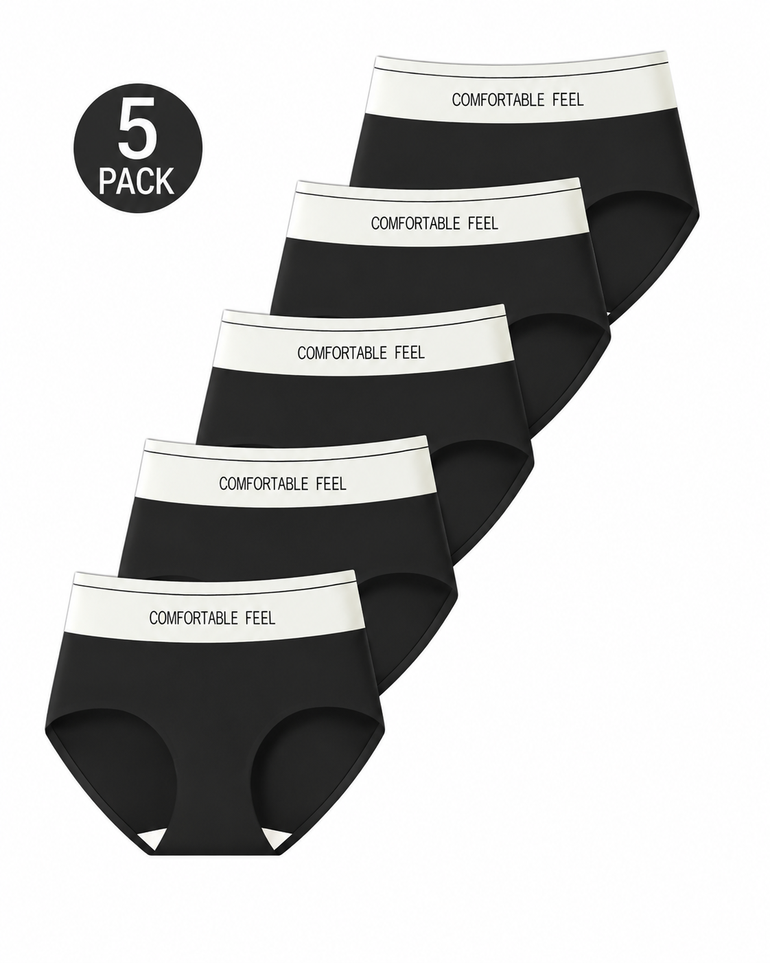 5-Pack High Waist Tummy Control Seamless Breathable Colorblock Briefs