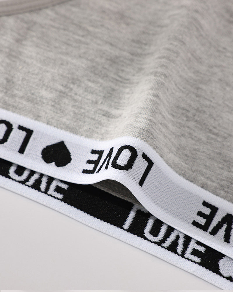 Women's Low-Rise Colorblock Heart-Shaped Lettering Cotton Thong Briefs