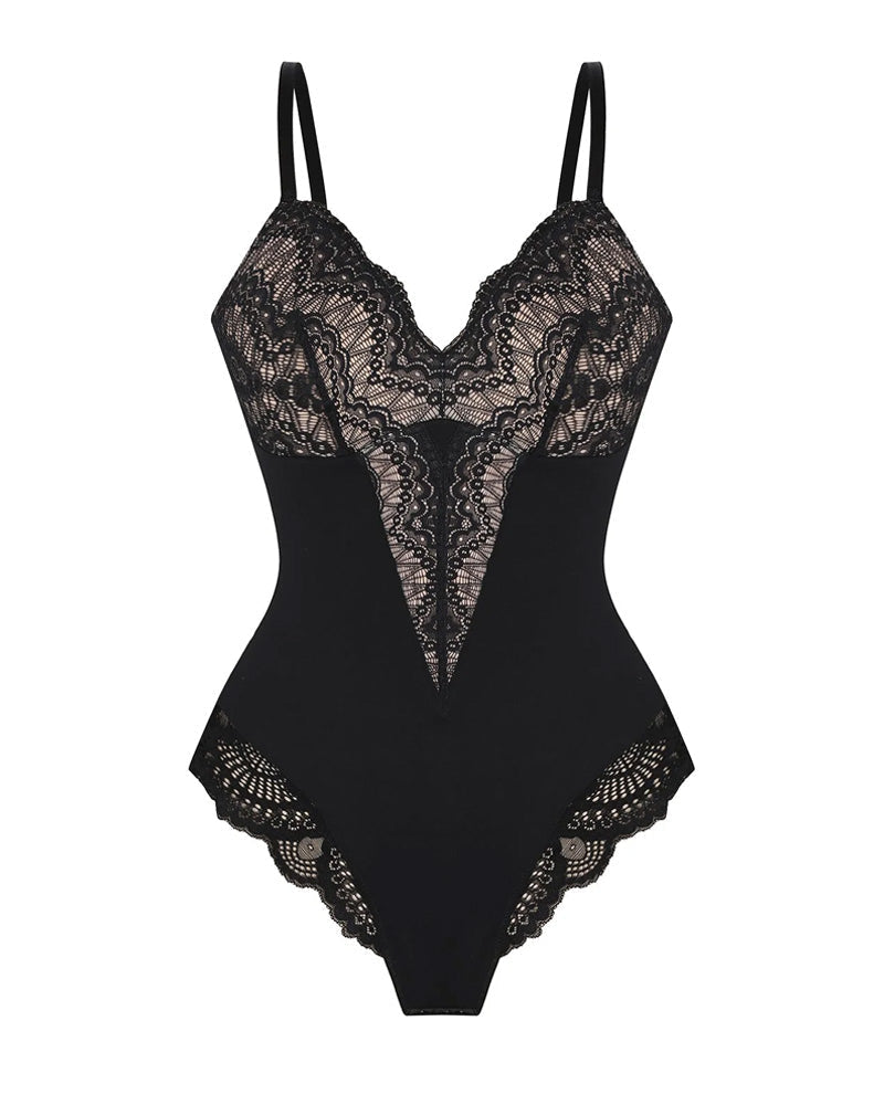Women's Lace V Neck Tummy Control Bodysuit
