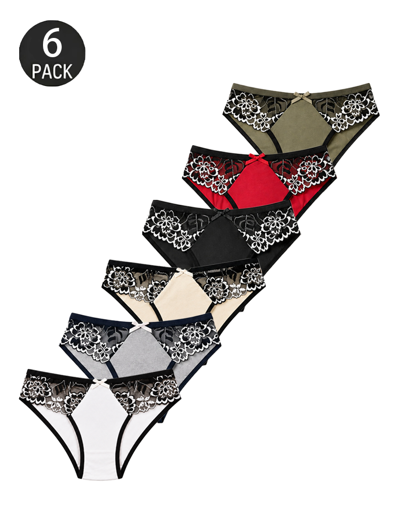4/6-Pack Floral Lace Panties Mixed Color Set