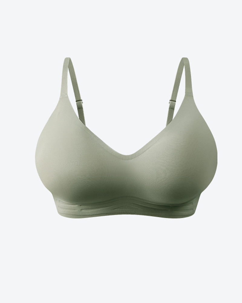 Women's V-neck Seamless Breathable Push-up Vest Bra with Two Removable Shaping Pads