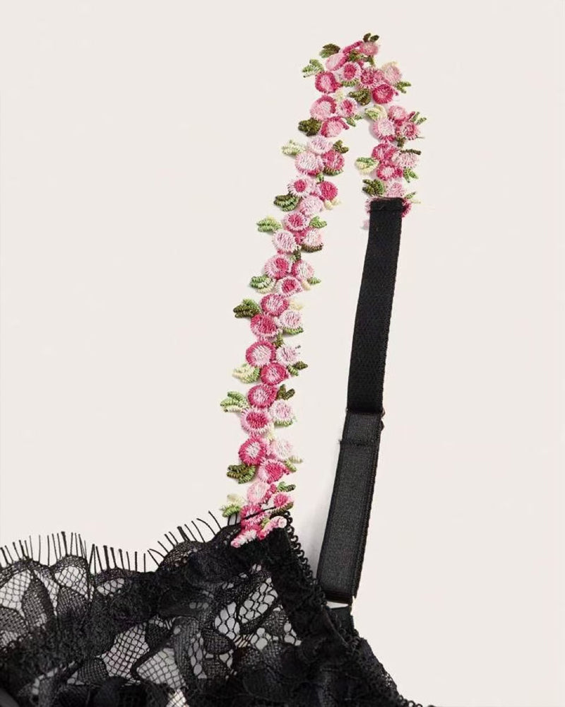 Sexy Floral Lace Mesh See-through Long Camisole Nightgown