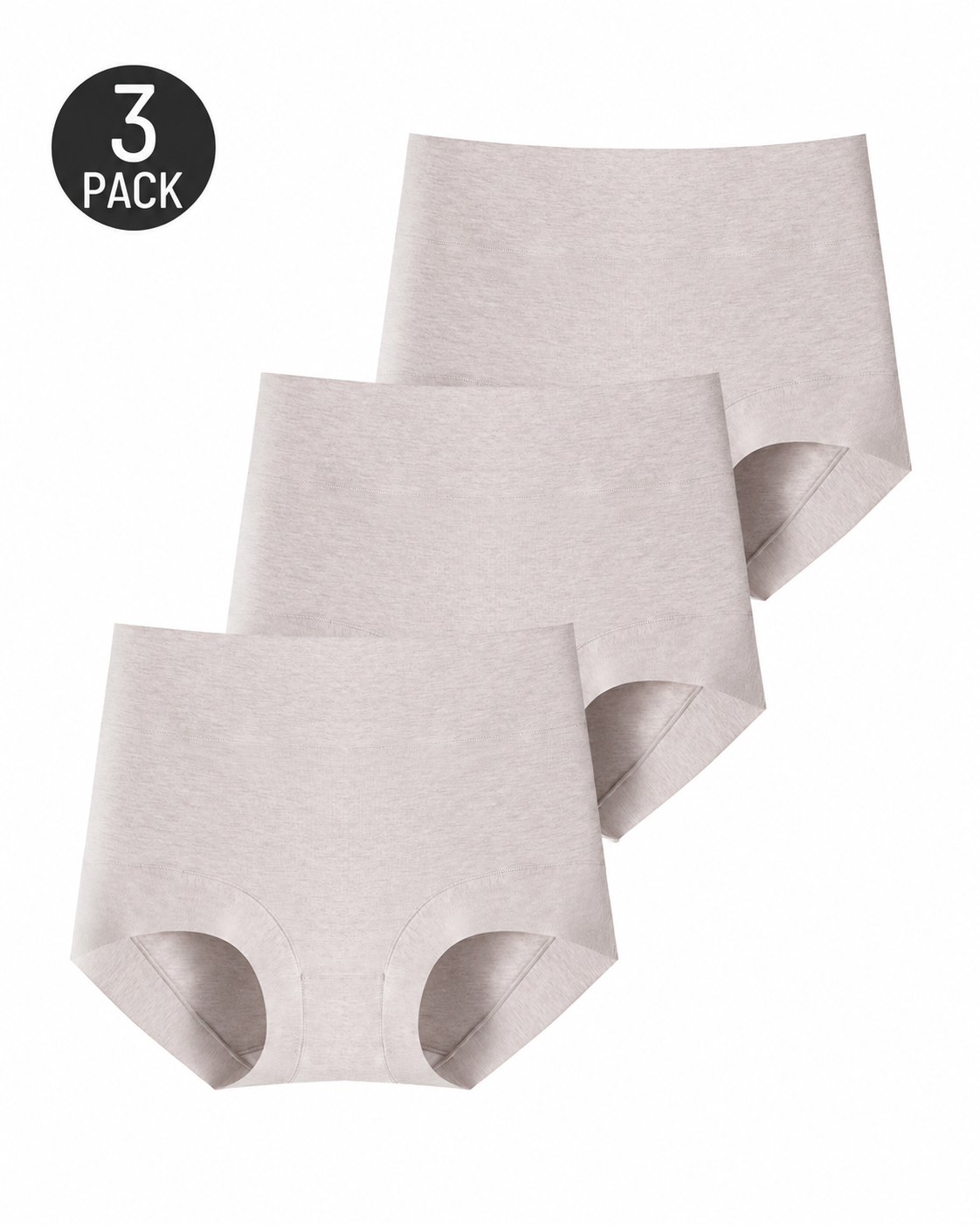 3-Pack Pure Cotton High Waist Tummy Control Antibacterial Elastic Boxer Briefs