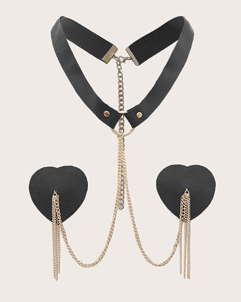 Chain Linked Nipple Cover With Choker