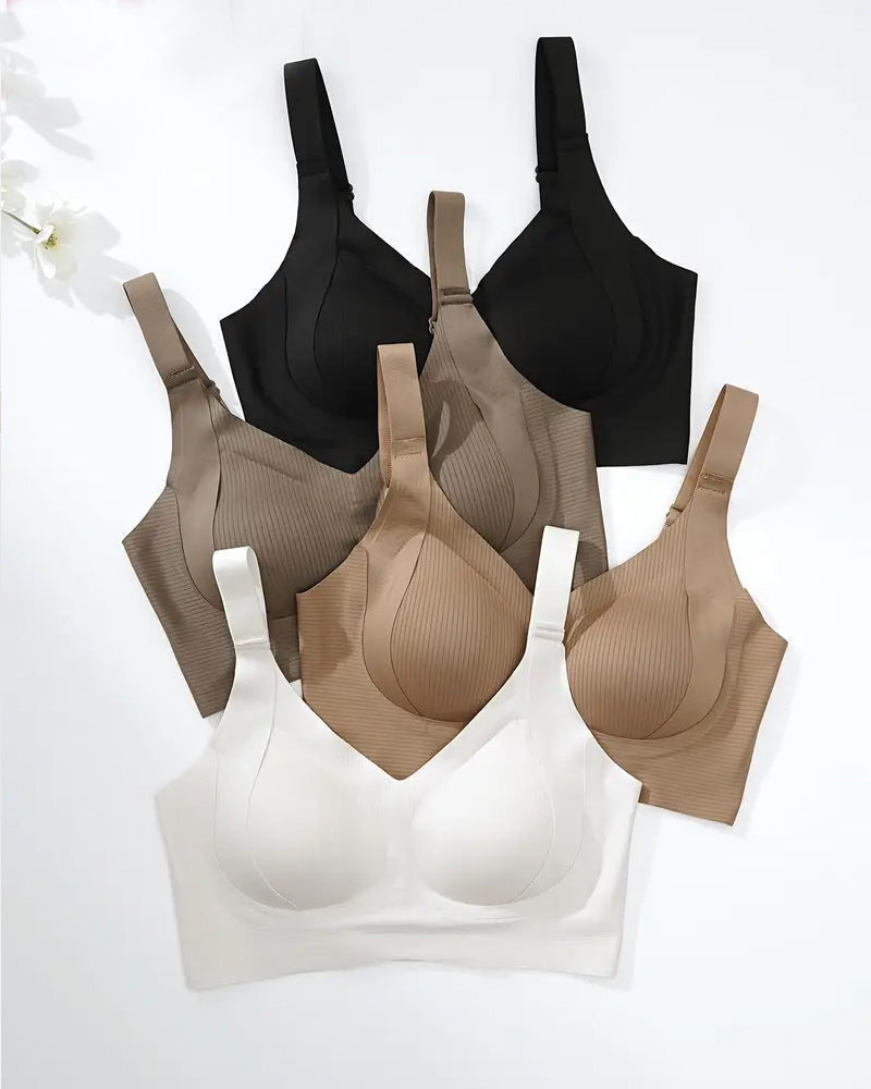 Women's Solid Color Four Rows Adjustable Wireless Bras