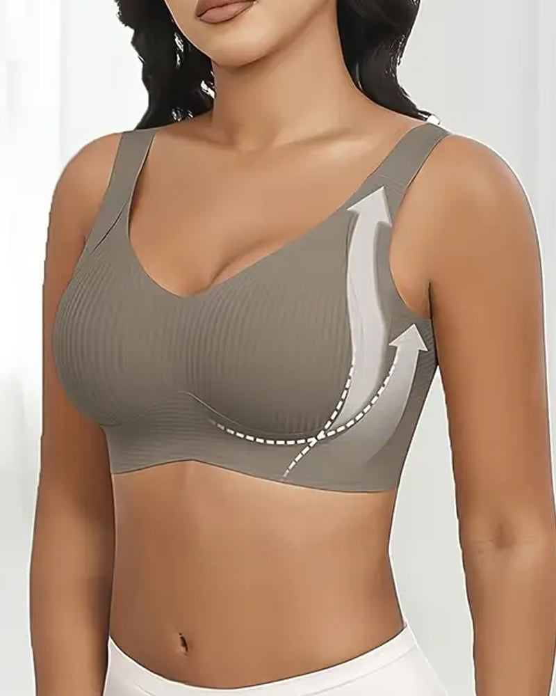 Women's Solid Color Four Rows Adjustable Wireless Bras