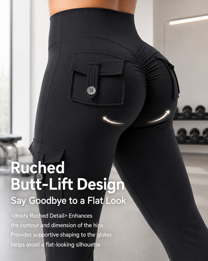 High Waist Tummy Control Hip Lift Flared Yoga Pants with Pockets