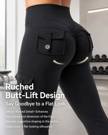 High Waist Tummy Control Hip Lift Flared Yoga Pants with Pockets