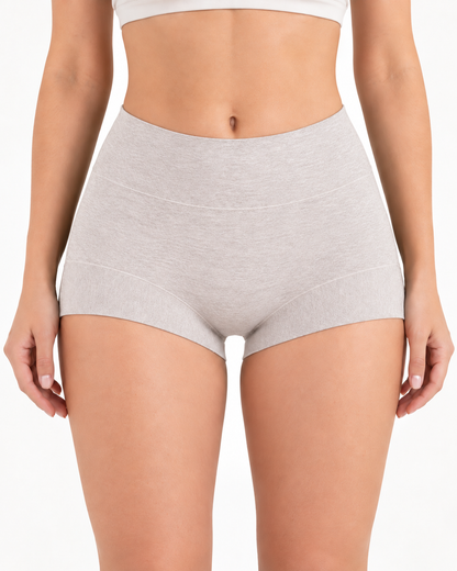 3-Pack Pure Cotton High Waist Tummy Control Antibacterial Elastic Boxer Briefs