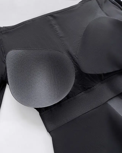 Sexy Long Sleeve Slim Fit Off Shoulder Bodysuit with Built-In Bra