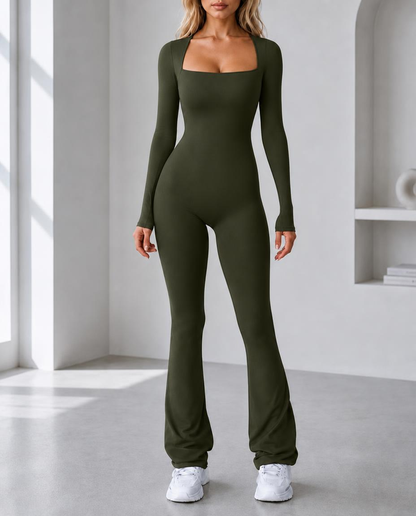 Seamless Stretch Long Sleeve Fitness Yoga One Piece Jumpsuit