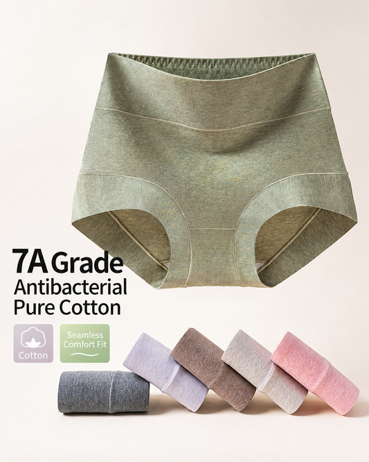 3-Pack Pure Cotton High Waist Tummy Control Antibacterial Elastic Boxer Briefs