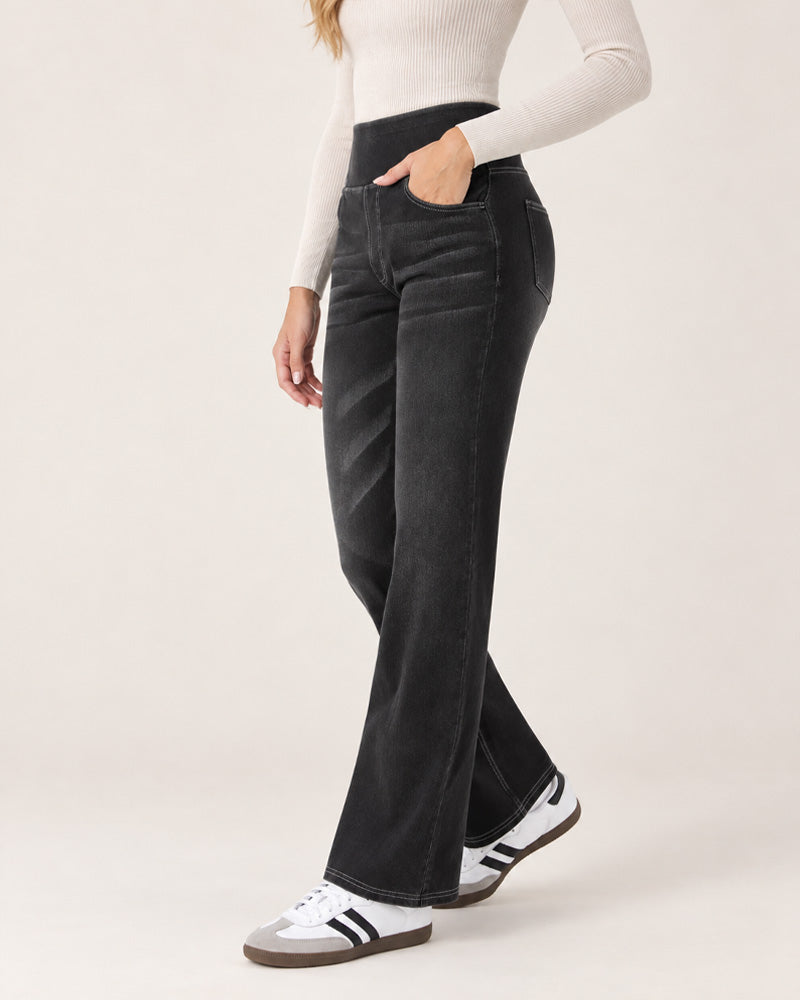 Casual High Waist Washed Bootcut Jeans