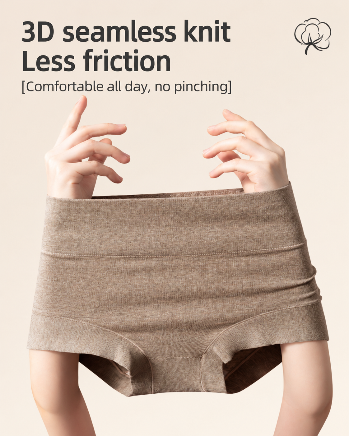 3-Pack Pure Cotton High Waist Tummy Control Antibacterial Elastic Boxer Briefs