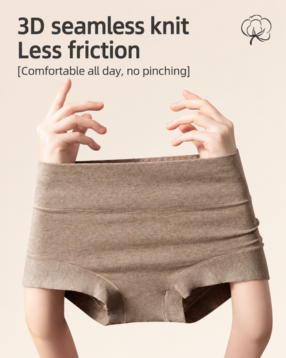 3-Pack Pure Cotton High Waist Tummy Control Antibacterial Elastic Boxer Briefs