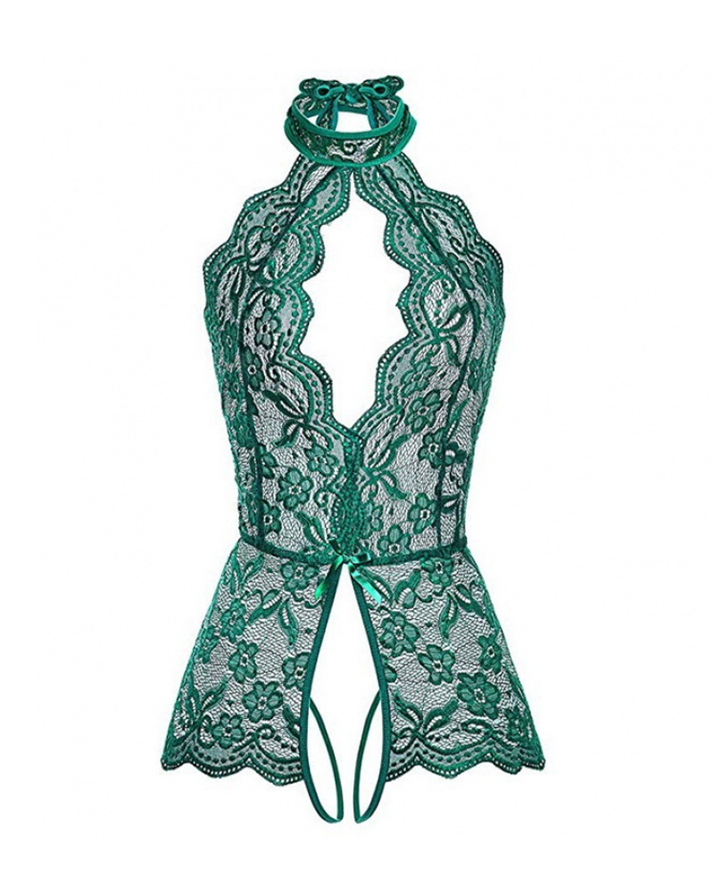 Halter Lace Bodysuit V Neck Teddy