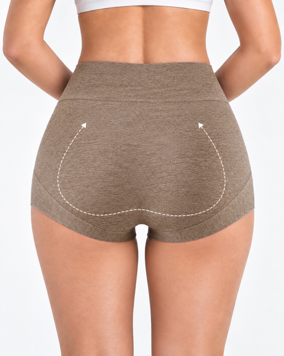 3-Pack Pure Cotton High Waist Tummy Control Antibacterial Elastic Boxer Briefs