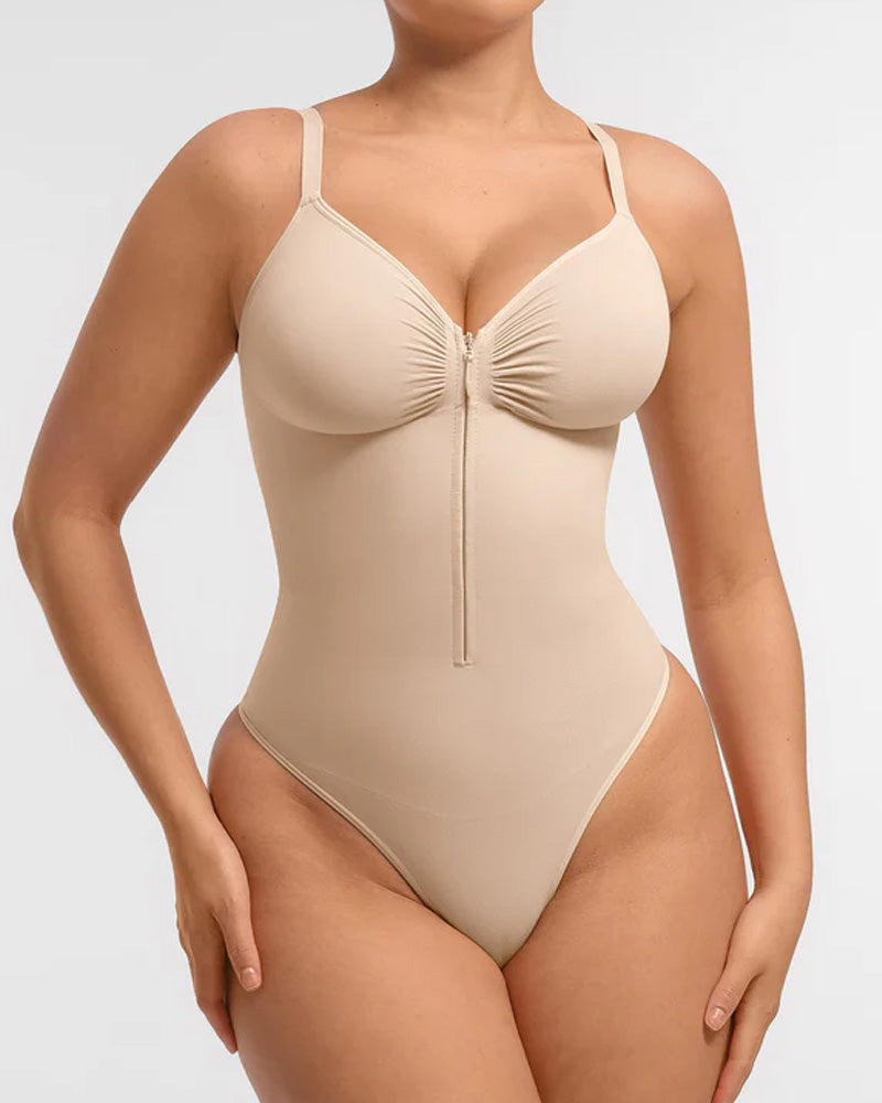 Women's Solid Color Tummy Tuck Seamless Zipper Body Shaper