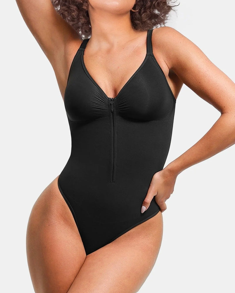 Women's Solid Color Tummy Tuck Seamless Zipper Body Shaper