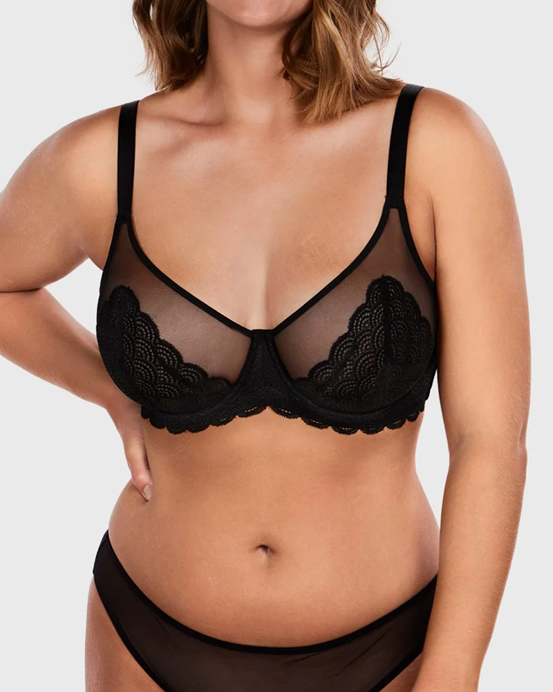 Women's Mermaid Scale Lace Unlined Bra