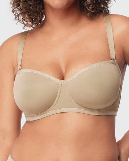 Women's Sheer Mesh Unlined Underwire Adjustable Removable Straps Half Cup Bra
