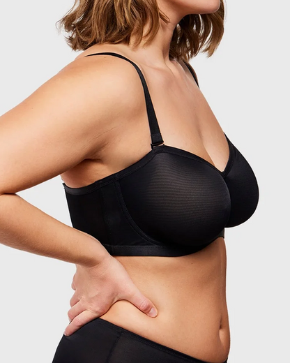 Women's Sheer Mesh Unlined Underwire Adjustable Removable Straps Half Cup Bra