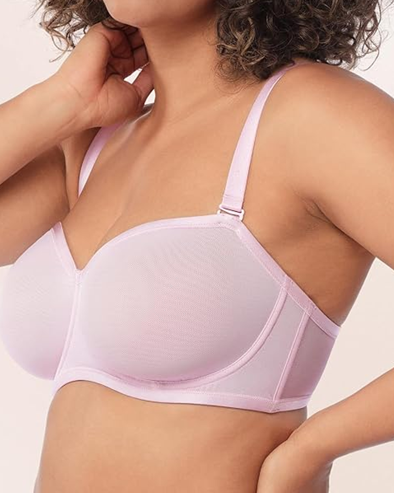 Women's Sheer Mesh Unlined Underwire Adjustable Removable Straps Half Cup Bra
