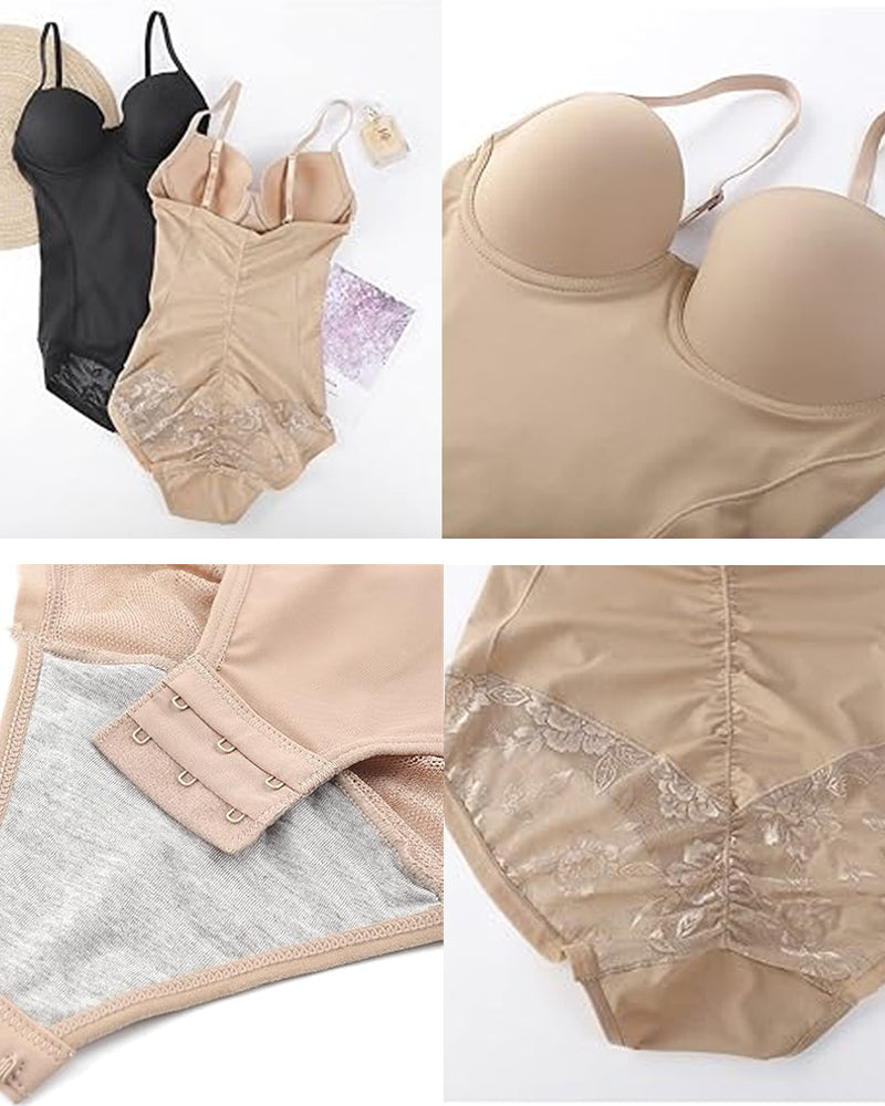 Women's Tummy-Control Sleeveless Tube Top Hip Lace One-Piece Body Shaper