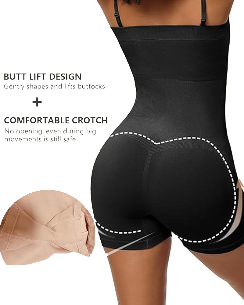Women's Tummy Control Removable Spaghetti Straps Seamless Bandeau Bodycon Shorts Body Shaper