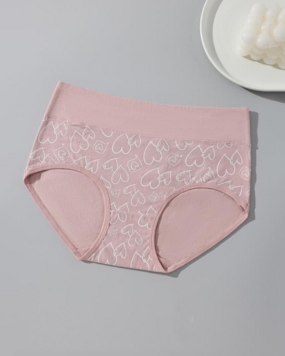 Women's Breathable Soft Love Heart Cotton Printed Panties