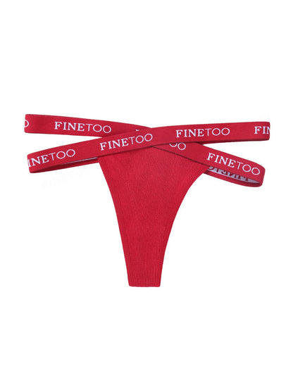 Women's Cotton High Waist Sexy Letter Printed Cross Sports Belt Thong