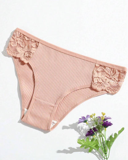 Women's Low Waist Lace Solid Color Breathable Briefs