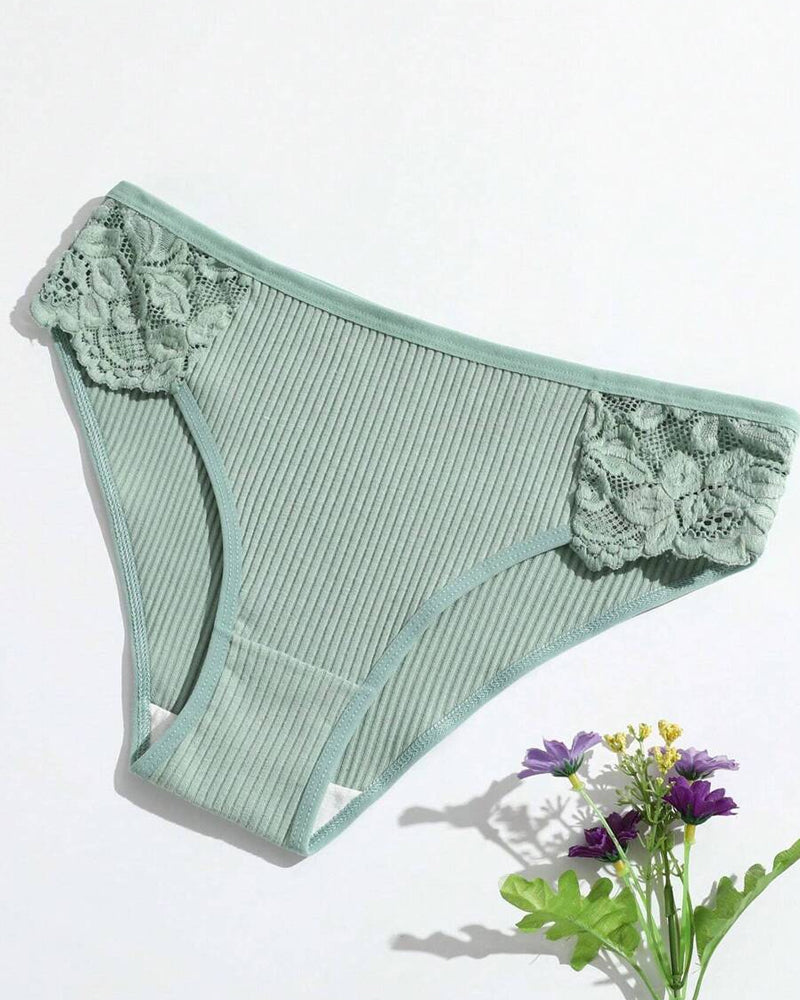 Women's Low Waist Lace Solid Color Breathable Briefs