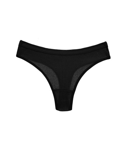 Solid Color Ribbed Knit Sexy Thong Briefs