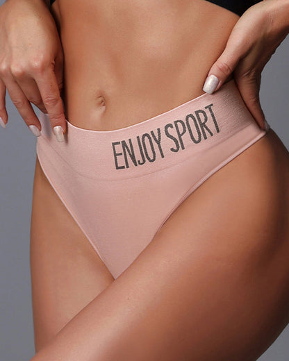 Women's Sexy Seamless Sports Fitness Letter Wide Waist Briefs