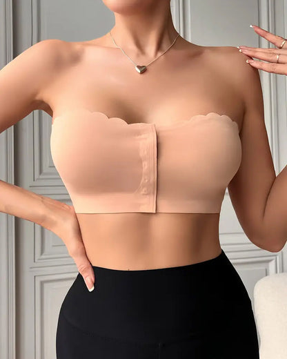 Women's Seamless Strapless Front Buckle Comfort Push Up Bra