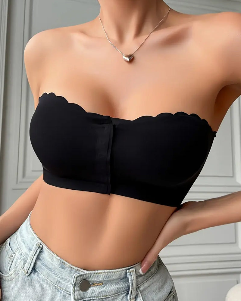 Women's Seamless Strapless Front Buckle Comfort Push Up Bra