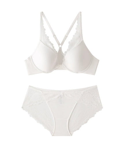Women's Seamless Front-Clasp Wire-Free Lace Comfort Bra and Panty Set