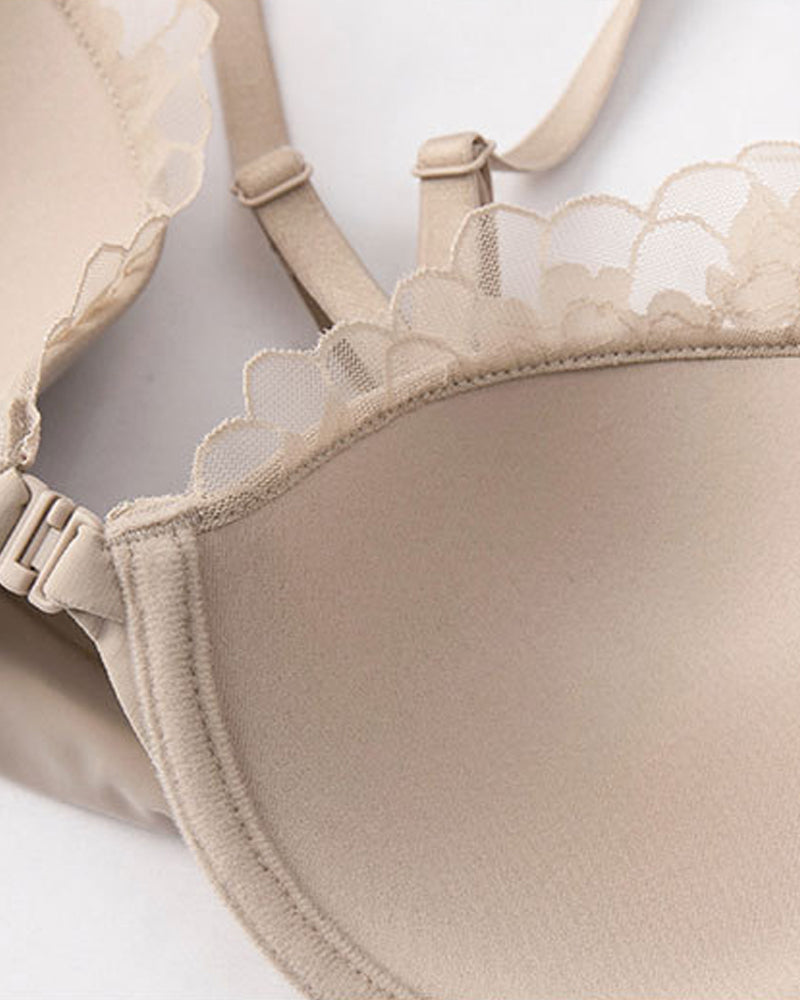 Women's Seamless Front-Clasp Wire-Free Lace Comfort Bra and Panty Set