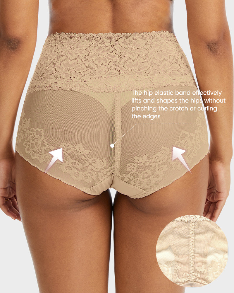 3-Pack High-Waist Lace V-Shaped Breathable Tummy-Control Panties