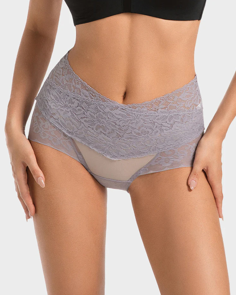 3-Pack High-Waist Lace V-Shaped Breathable Tummy-Control Panties
