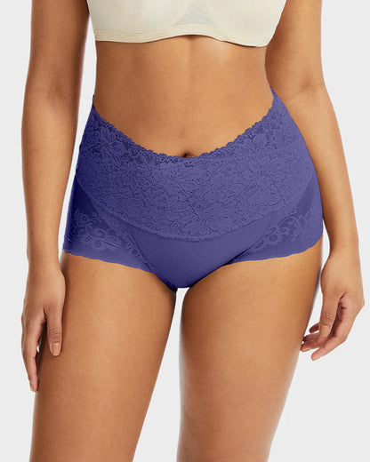 3-Pack High-Waist Lace V-Shaped Breathable Tummy-Control Panties