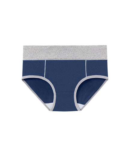 Women's Mid-Rise Colorblock Plus Size Cotton Butt Lifting Waist Briefs