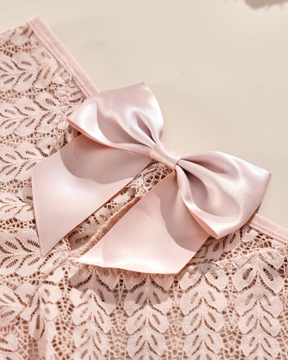 Sexy Bow Lace Breathable Hollow Comfortable Panties