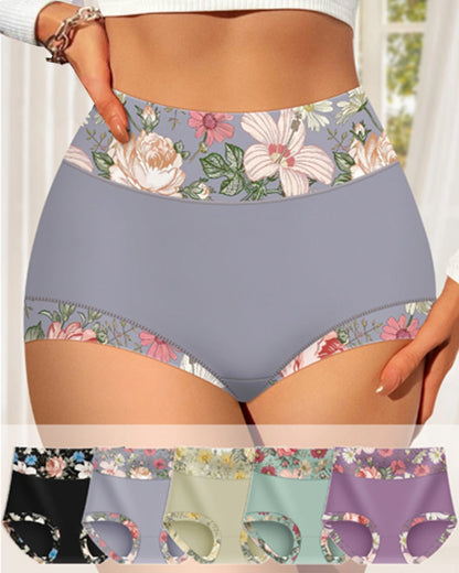 Floral Print High-Waisted Women's Tummy-Control Briefs
