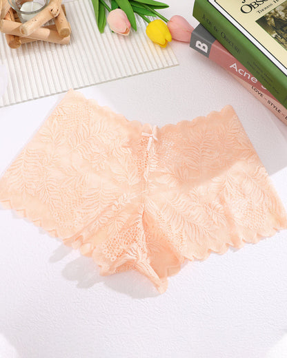 Women's Cotton Bottom Semi-Transparent Seamless Soft Lace Panties