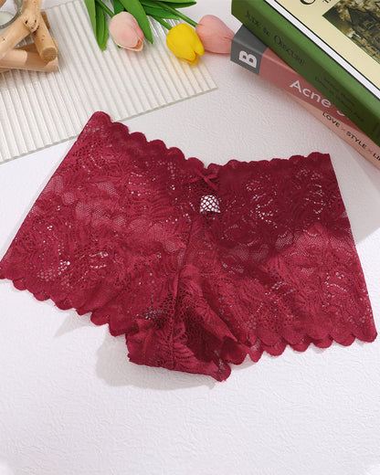 Women's Cotton Bottom Semi-Transparent Seamless Soft Lace Panties