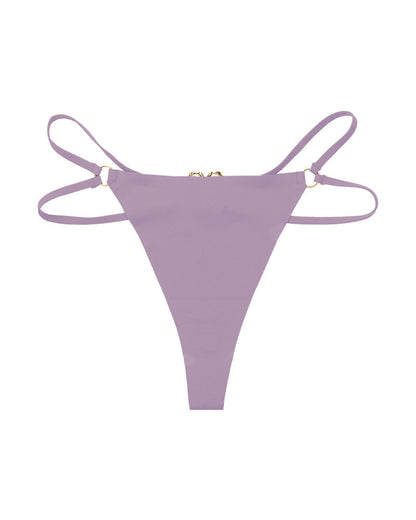 Seamless Double-Strap Heart Metal Ring Design Sexy Thong