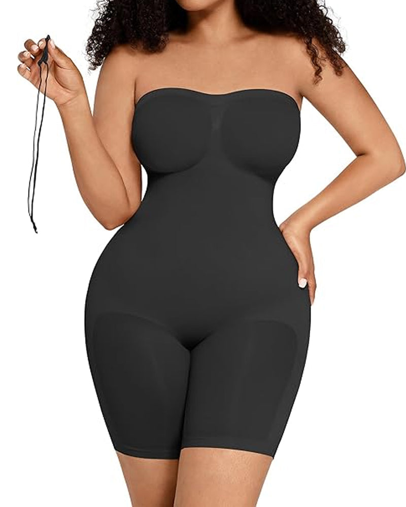 Women's Seamless Tummy Control Body Shaper with Removable Straps