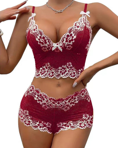 Sexy Lace Colorblock Underwear Set